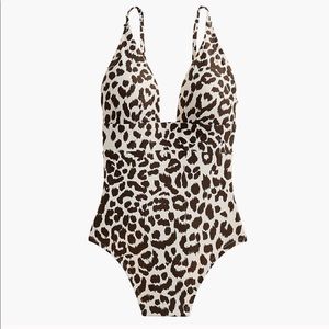 J Crew Plunge V-neck one-piece swimsuit leopard